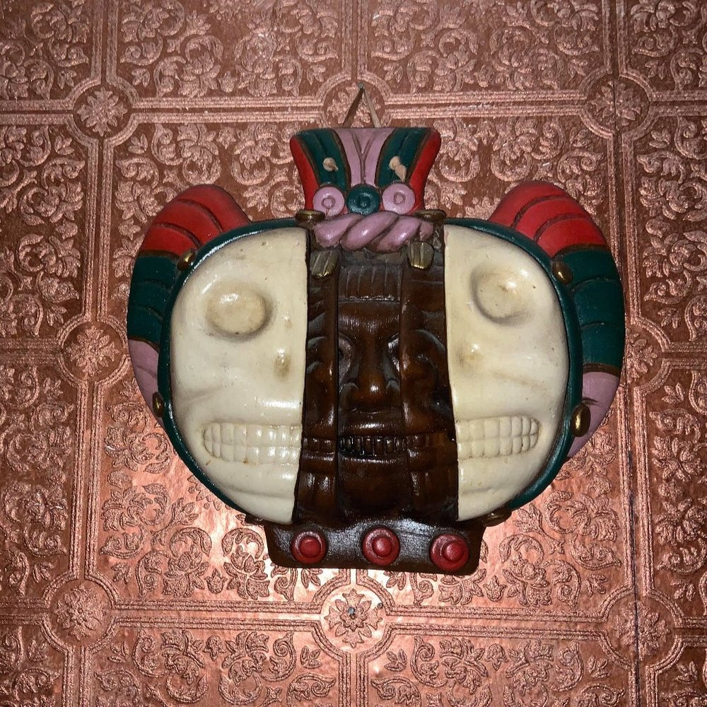 Mayan Aztec Three Ages of Man Clay Mask
